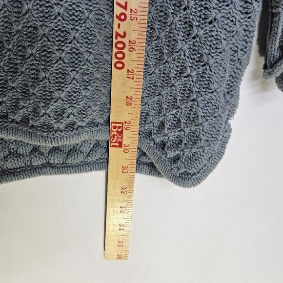 Yarnworks Linen Cotton Pullover Blue Knit‎ Sweater wooden buttons Tunic Small - Picture 10 of 12